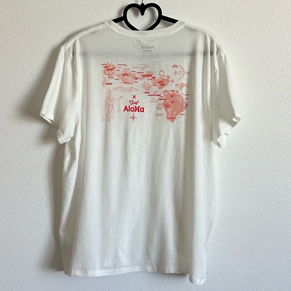 Hurley Tops - Hurley Cream Hawaiian Islands Graphic Short Sleeve Cotton Tee Size Various